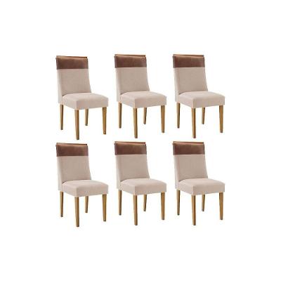 Cadeira Sala De Jantar Jaspe Kit 6 Un Madeira Capuccino/suede Creme/corano Capuccino - Rufato