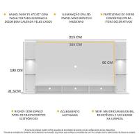 Painel Tv 65" Com 2 Leds Vegas Premium Multimóveis V3675 Branco Branco - 6