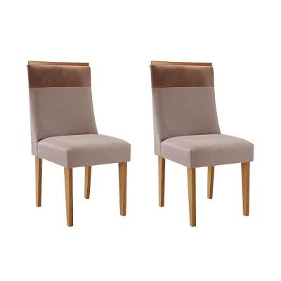 Cadeira Sala De Jantar Jaspe Kit 2 Un Madeira Capuccino/linho Capuccino/corano Capuccino - Rufato