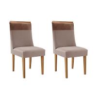 Cadeira Sala De Jantar Jaspe Kit 2 Un Madeira Capuccino/linho Capuccino/corano Capuccino - Rufato - 1