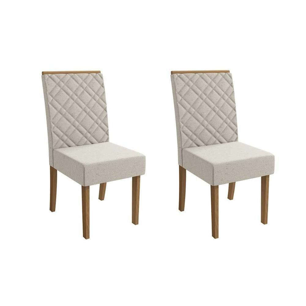 Cadeira Sala De Jantar Gardênia 2cad149 Madeirado Kit 2 Un Canela/linho Bege Caqui - Kappesberg - 1
