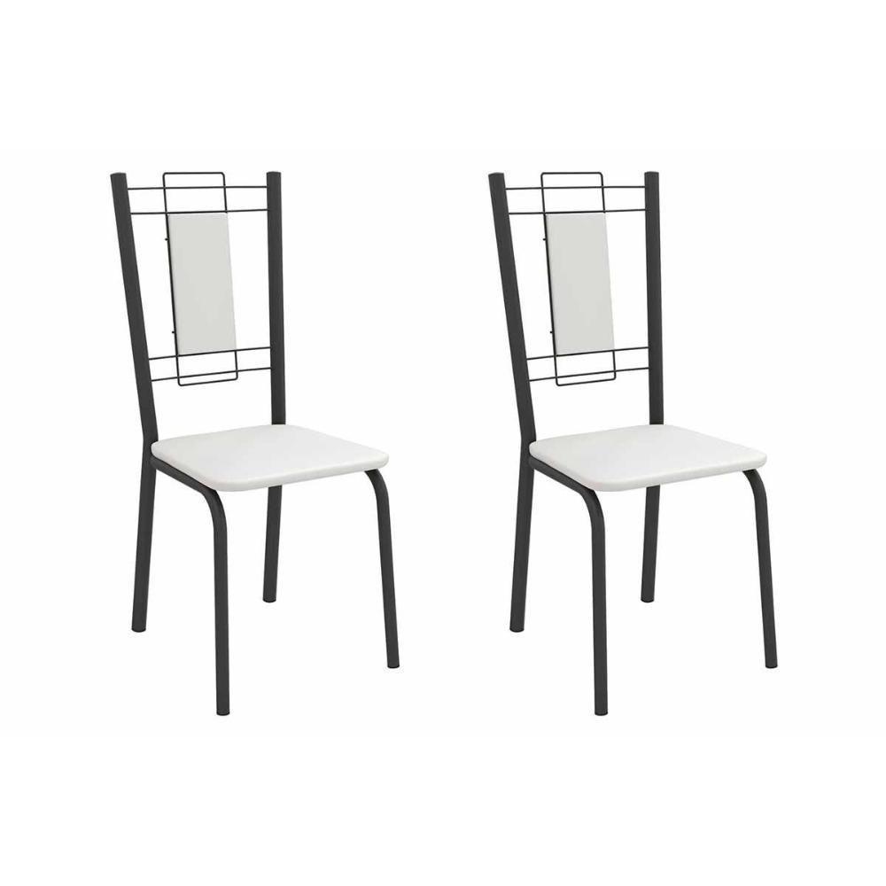 Cadeira Sala De Jantar Florença 2c005prf Aço Kit 2 Un Preto/ano Branco - Kappesberg - 1