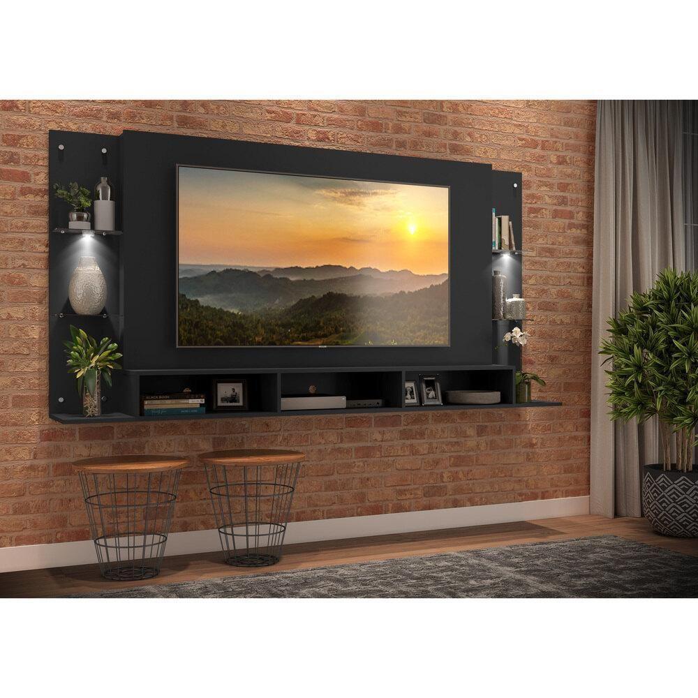 Painel Tv 65" Com 2 Leds Vegas Premium Multimóveis V3675 Preto Preto - 2
