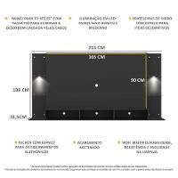 Painel Tv 65" Com 2 Leds Vegas Premium Multimóveis V3675 Preto Preto - 6