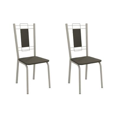 Cadeira Sala De Jantar Florença 2c005nk Aço Kit 2 Un Niquel/suede Escuro - Kappesberg