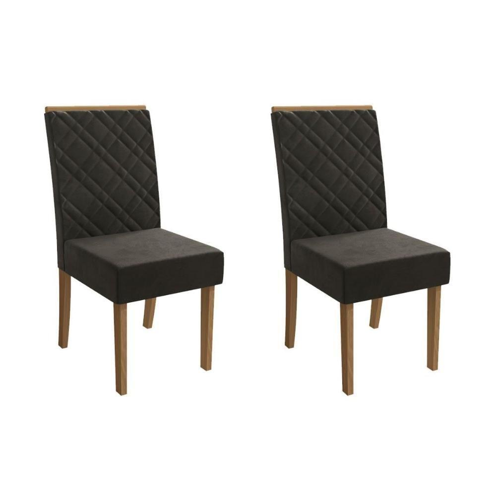 Cadeira Sala De Jantar Gardênia 2cad149 Madeirado Kit 2 Un Canela/suede Grafite - Kappesberg - 1