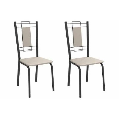 Cadeira Sala De Jantar Florença 2c005prf Aço Kit 2 Un Preto/ano Bege - Kappesberg