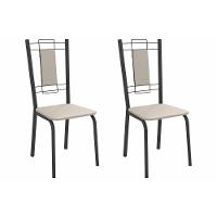 Cadeira Sala De Jantar Florença 2c005prf Aço Kit 2 Un Preto/ano Bege - Kappesberg - 1