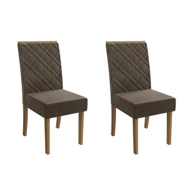 Cadeira Sala De Jantar Gardênia 2cad149 Madeirado Kit 2 Un Canela/suede Capuccino - Kappesberg