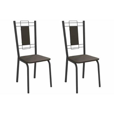 Cadeira Sala De Jantar Florença 2c005prf Aço Kit 2 Un Preto/ano Marrom - Kappesberg