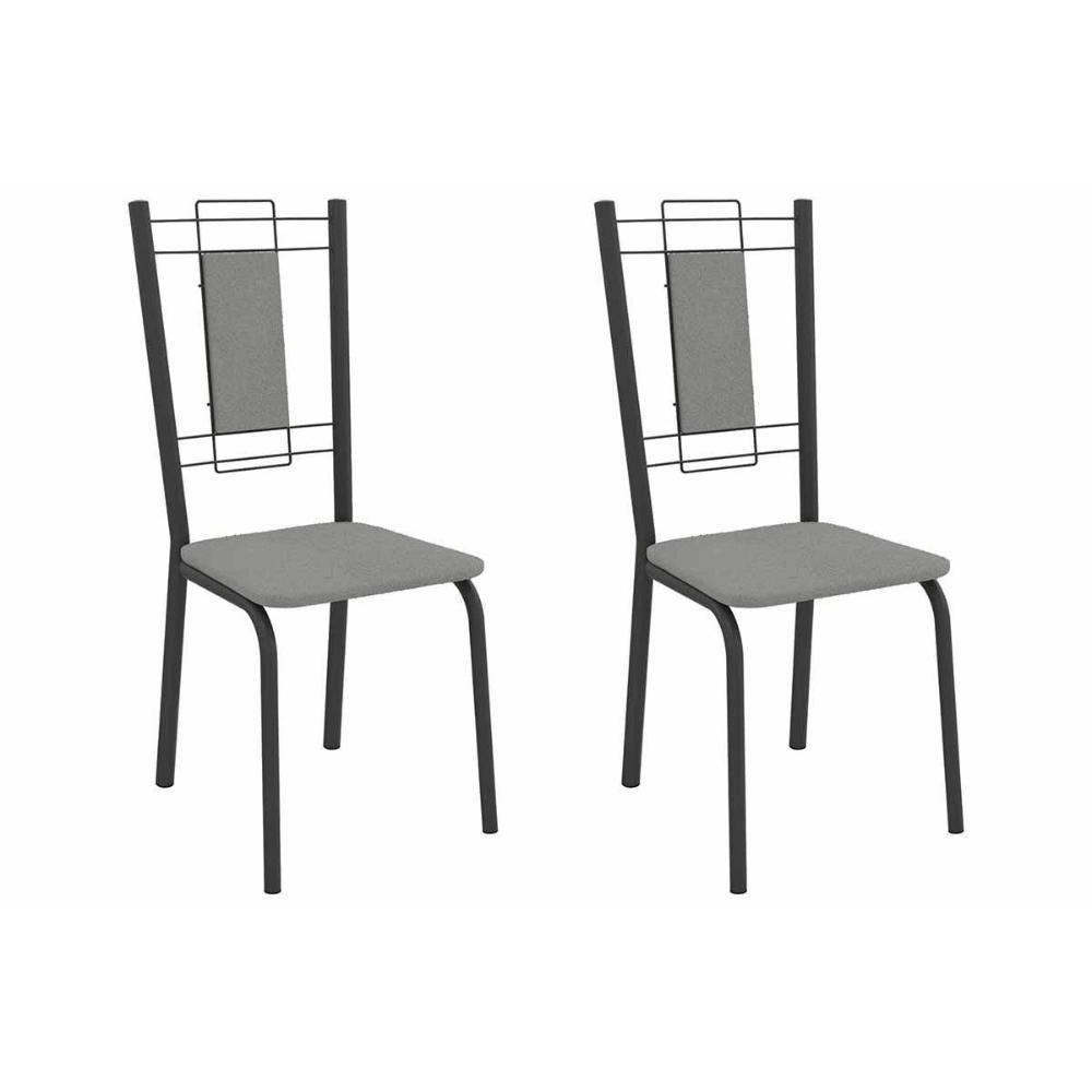 Cadeira Sala De Jantar Florença 2c005prf Aço Kit 2 Un Preto/boucle Cinza - Kappesberg - 1