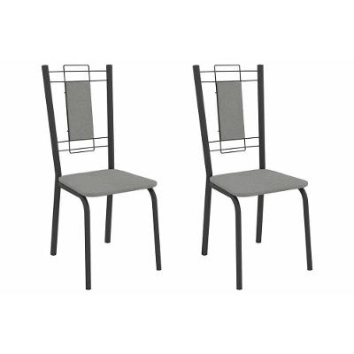 Cadeira Sala De Jantar Florença 2c005prf Aço Kit 2 Un Preto/boucle Cinza - Kappesberg