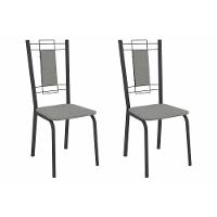 Cadeira Sala De Jantar Florença 2c005prf Aço Kit 2 Un Preto/boucle Cinza - Kappesberg - 1