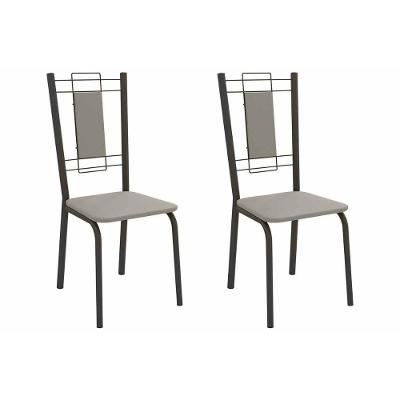 Cadeira Sala De Jantar Florença 2c005prf Aço Kit 2 Un Preto/suede Cappuccino - Kappesberg