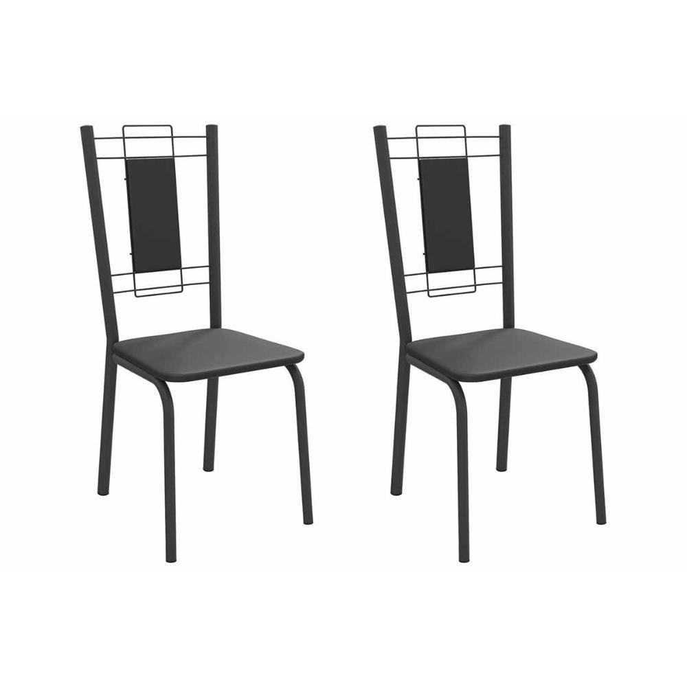 Cadeira Sala De Jantar Florença 2c005prf Aço Kit 2 Un Preto/ano Preto - Kappesberg - 1