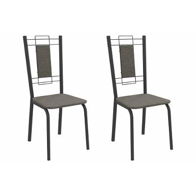 Cadeira Sala De Jantar Florença 2c005prf Aço Kit 2 Un Preto/linho Escuro - Kappesberg