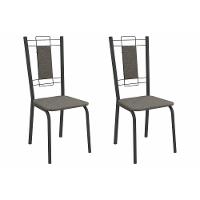 Cadeira Sala De Jantar Florença 2c005prf Aço Kit 2 Un Preto/linho Escuro - Kappesberg - 1