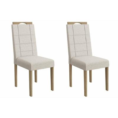 Cadeira Sala De Jantar Flora 2cad161 Madeirado Kit 2 Un Carvalho/linho Bege Caqui - Kappesberg