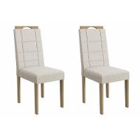 Cadeira Sala De Jantar Flora 2cad161 Madeirado Kit 2 Un Carvalho/linho Bege Caqui - Kappesberg - 1