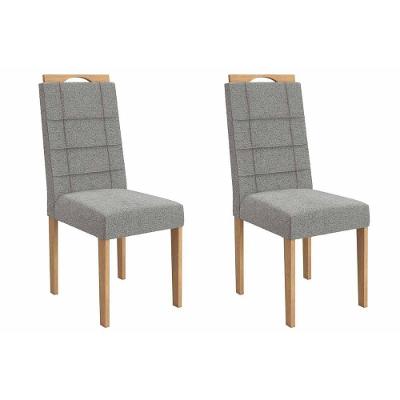 Cadeira Sala De Jantar Flora 2cad161 Madeirado Kit 2 Un Carvalho/boucle Cinza - Kappesberg