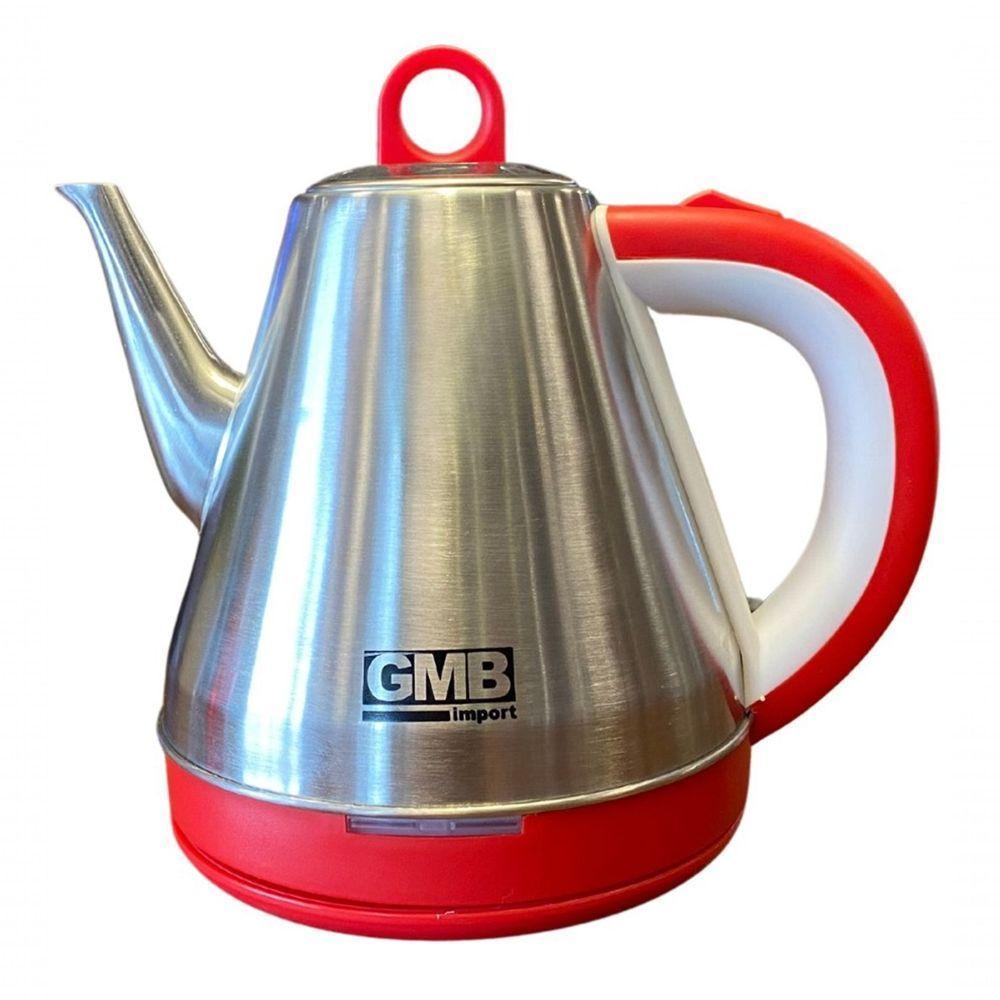 Chaleira Tipo Bule Em Aço Inox Elétrica 1,5 Litros Vermelha 110V - 1