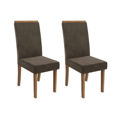 Cadeira Sala De Jantar íris 2cad142 Madeirado Kit 2 Un Canela/suede Capuccino - Kappesberg