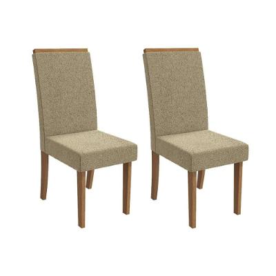 Cadeira Sala De Jantar íris 2cad142 Madeirado Kit 2 Un Canela/boucle Bege - Kappesberg