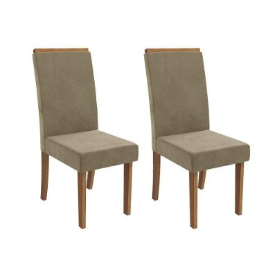 Cadeira Sala De Jantar íris 2cad142 Madeirado Kit 2 Un Canela/suede Bege - Kappesberg