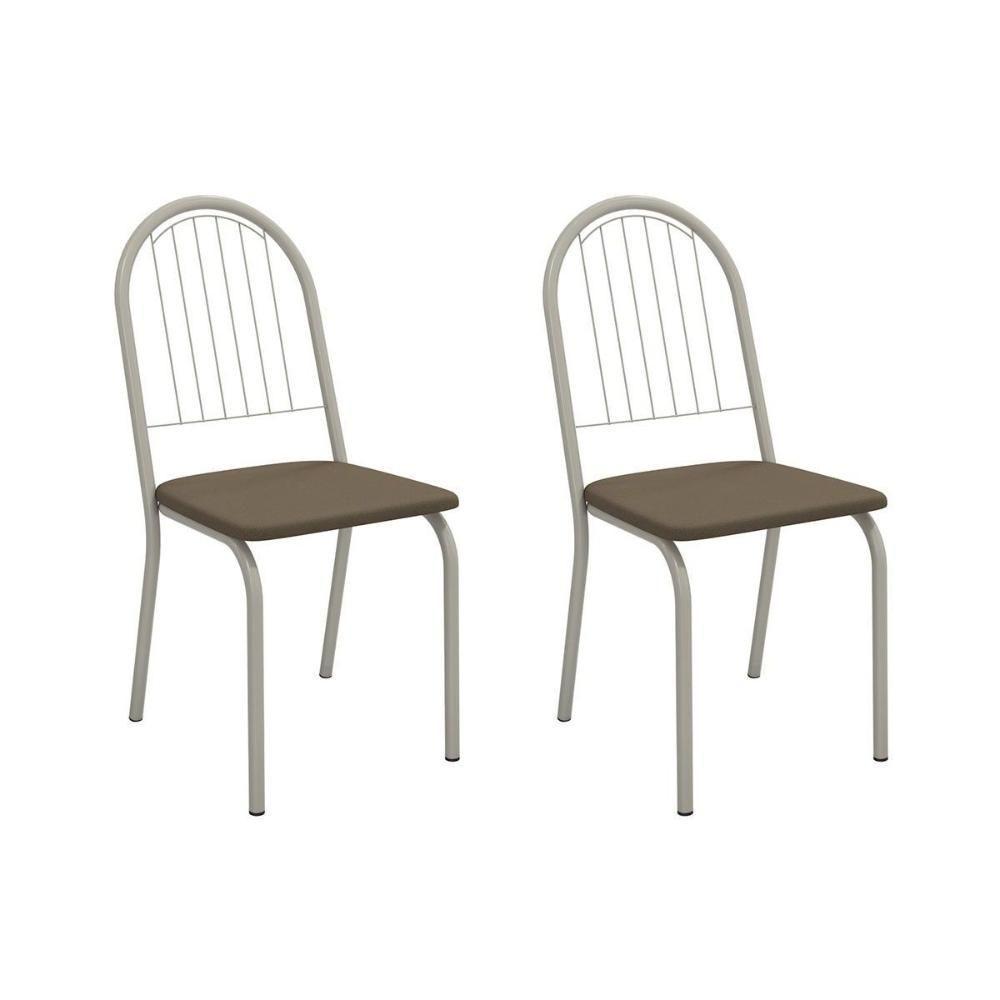 Cadeira Sala De Jantar Noruega 2c077nk Aço Kit 2 Un Niquel/suede Cappuccino - Kappesberg - 1