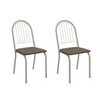 Cadeira Sala De Jantar Noruega 2c077nk Aço Kit 2 Un Niquel/suede Cappuccino - Kappesberg - 1