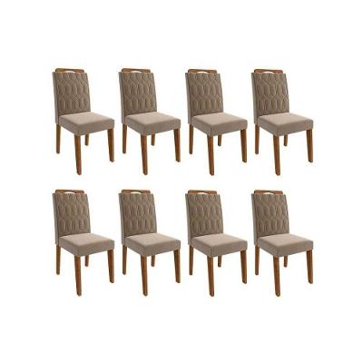 Cadeira Sala De Jantar Paola Wood Kit 8 Un Carvalho/suede Joli Capuccino - Cimol