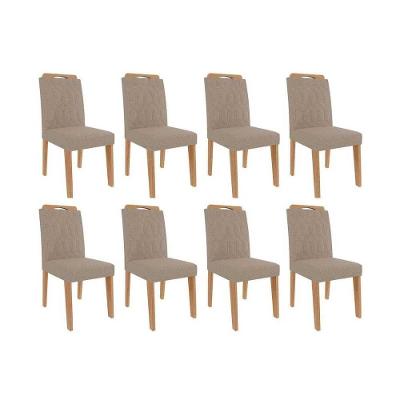 Cadeira Sala De Jantar Paola Wood Kit 8 Un Carvalho/linho Bege - Cimol