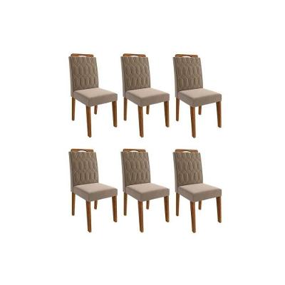 Cadeira Sala De Jantar Paola Wood Kit 6 Un Carvalho/suede Joli Capuccino - Cimol
