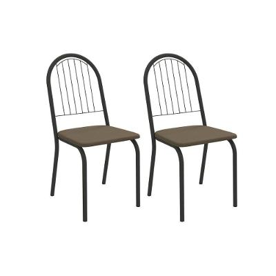 Cadeira Sala De Jantar Noruega 2c077prf Aço Kit 2 Un Preto/suede Cappuccino - Kappesberg