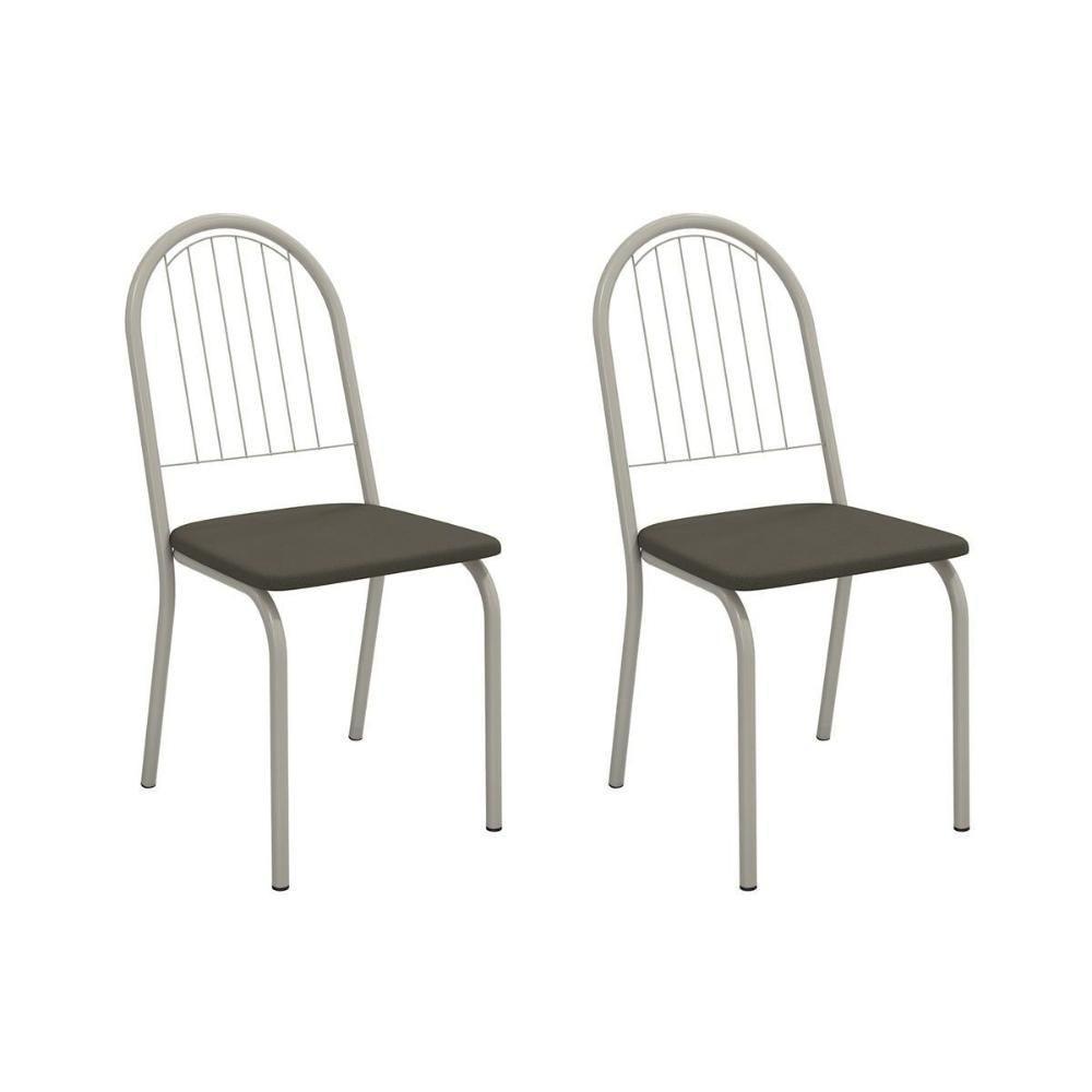 Cadeira Sala De Jantar Noruega 2c077nk Aço Kit 2 Un Niquel/suede Escuro - Kappesberg - 1