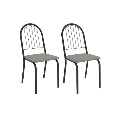 Cadeira Sala De Jantar Noruega 2c077prf Aço Kit 2 Un Preto/boucle Cinza - Kappesberg