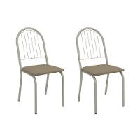 Cadeira Sala De Jantar Noruega 2c077nk Aço Kit 2 Un Niquel/boucle Bege Fendi - Kappesberg - 1