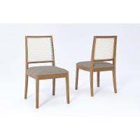 Cadeira Sala De Jantar Marcela Kit 2 Un Carvalho/linho Bege - Cimol - 1