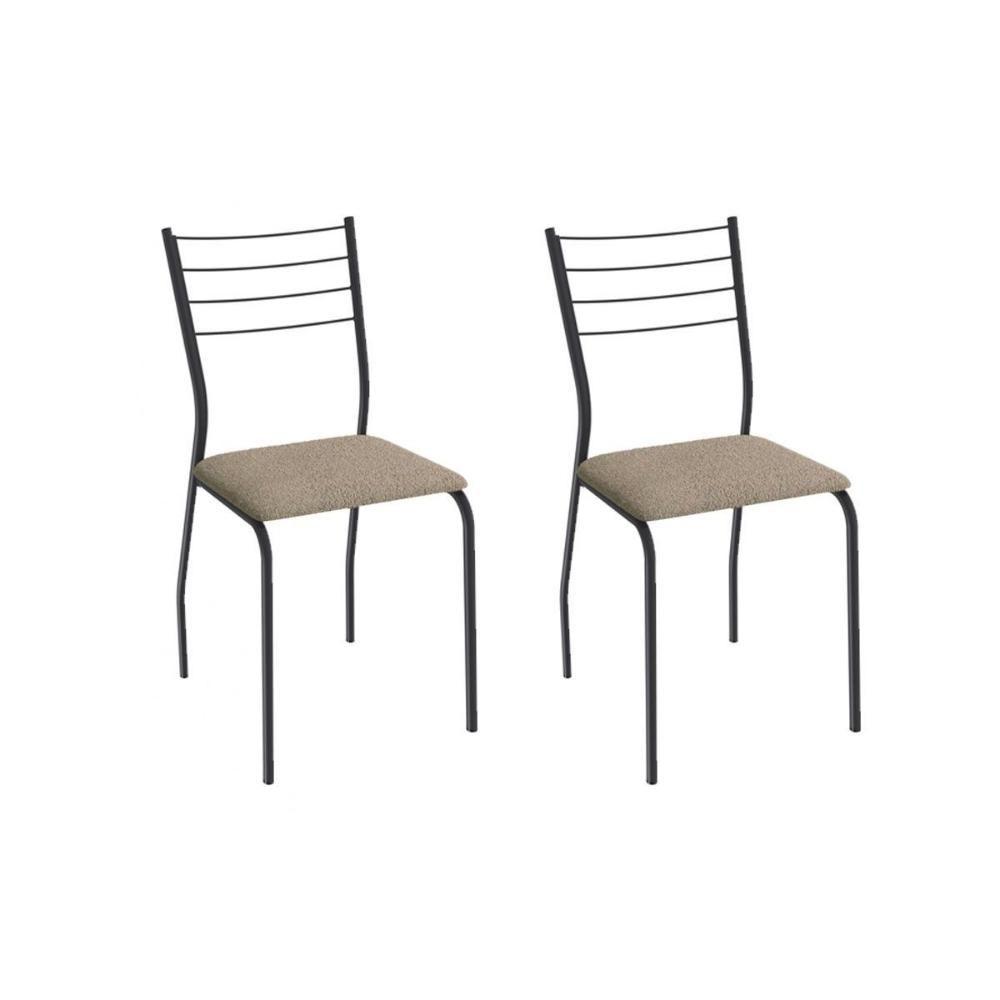 Cadeira Sala De Jantar Malta 2c140prf Aço Kit 2 Un Preto/boucle Bege Fendi - Kappesberg - 1