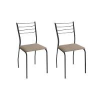 Cadeira Sala De Jantar Malta 2c140prf Aço Kit 2 Un Preto/boucle Bege Fendi - Kappesberg - 1