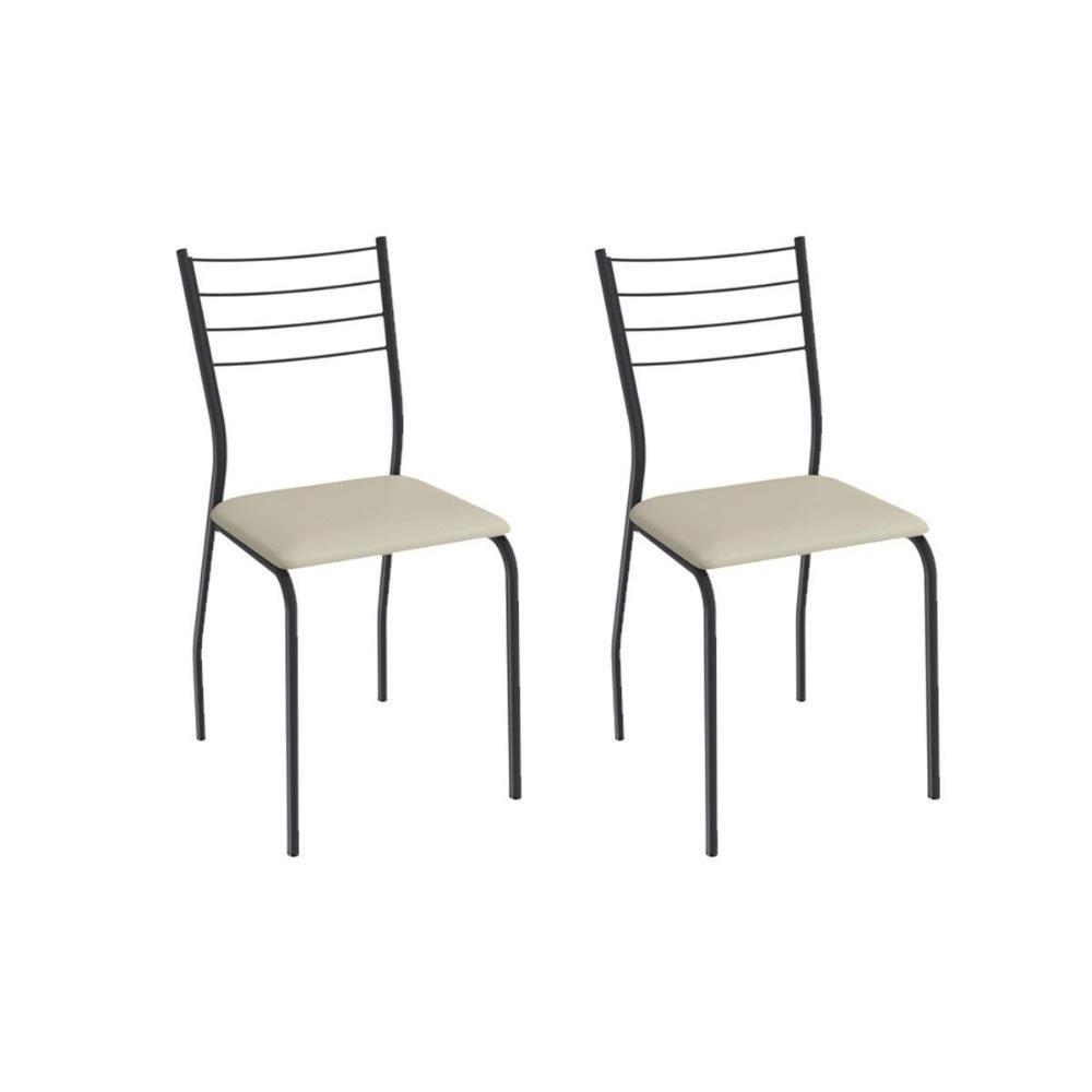 Cadeira Sala De Jantar Malta 2c140prf Aço Kit 2 Un Preto/ano Bege - Kappesberg - 1