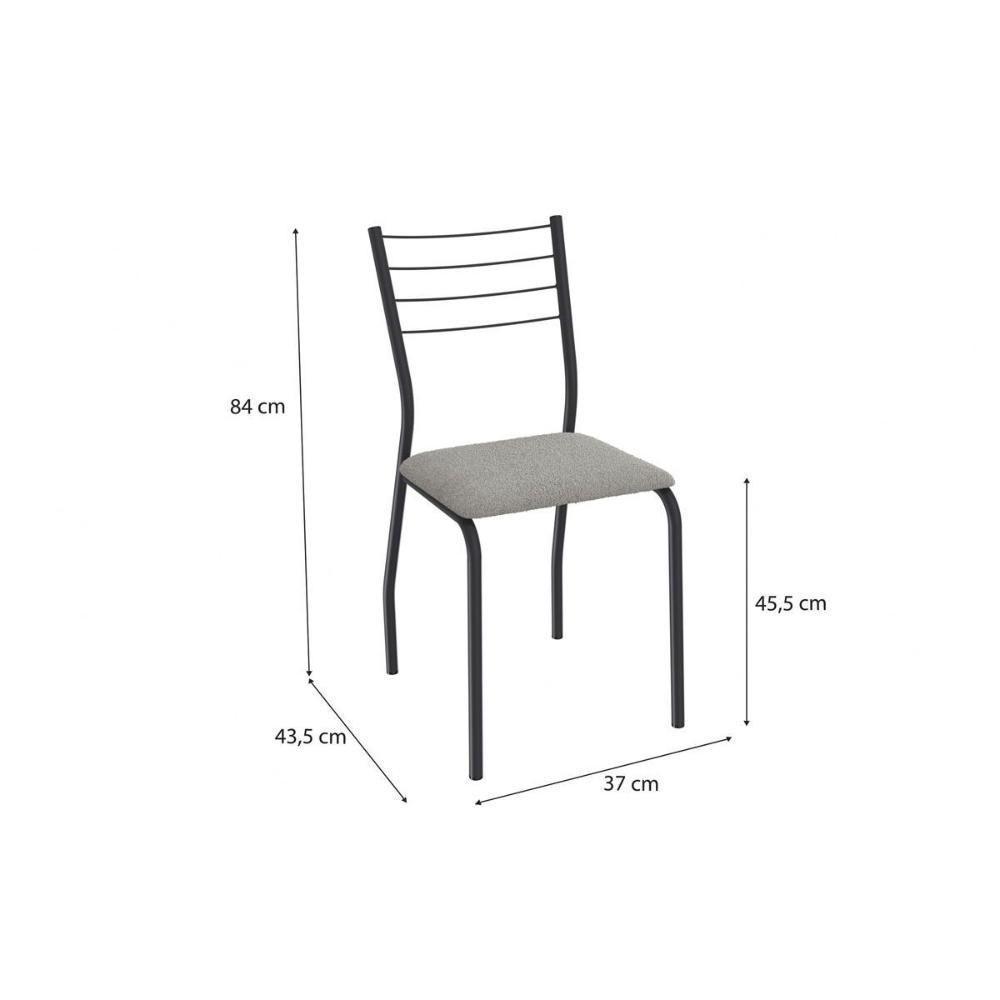 Cadeira Sala De Jantar Malta 2c140prf Aço Kit 2 Un Preto/ano Bege - Kappesberg - 2