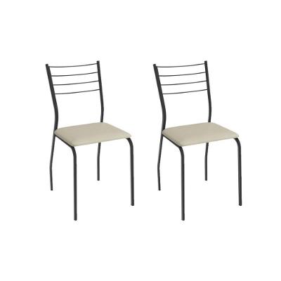 Cadeira Sala De Jantar Malta 2c140prf Aço Kit 2 Un Preto/ano Bege - Kappesberg