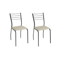 Cadeira Sala De Jantar Malta 2c140prf Aço Kit 2 Un Preto/ano Bege - Kappesberg - 1