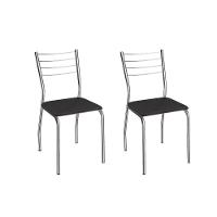 Cadeira Sala De Jantar Malta 2c140cr Aço Kit 2 Un Cromado/ano Preto - Kappesberg - 1