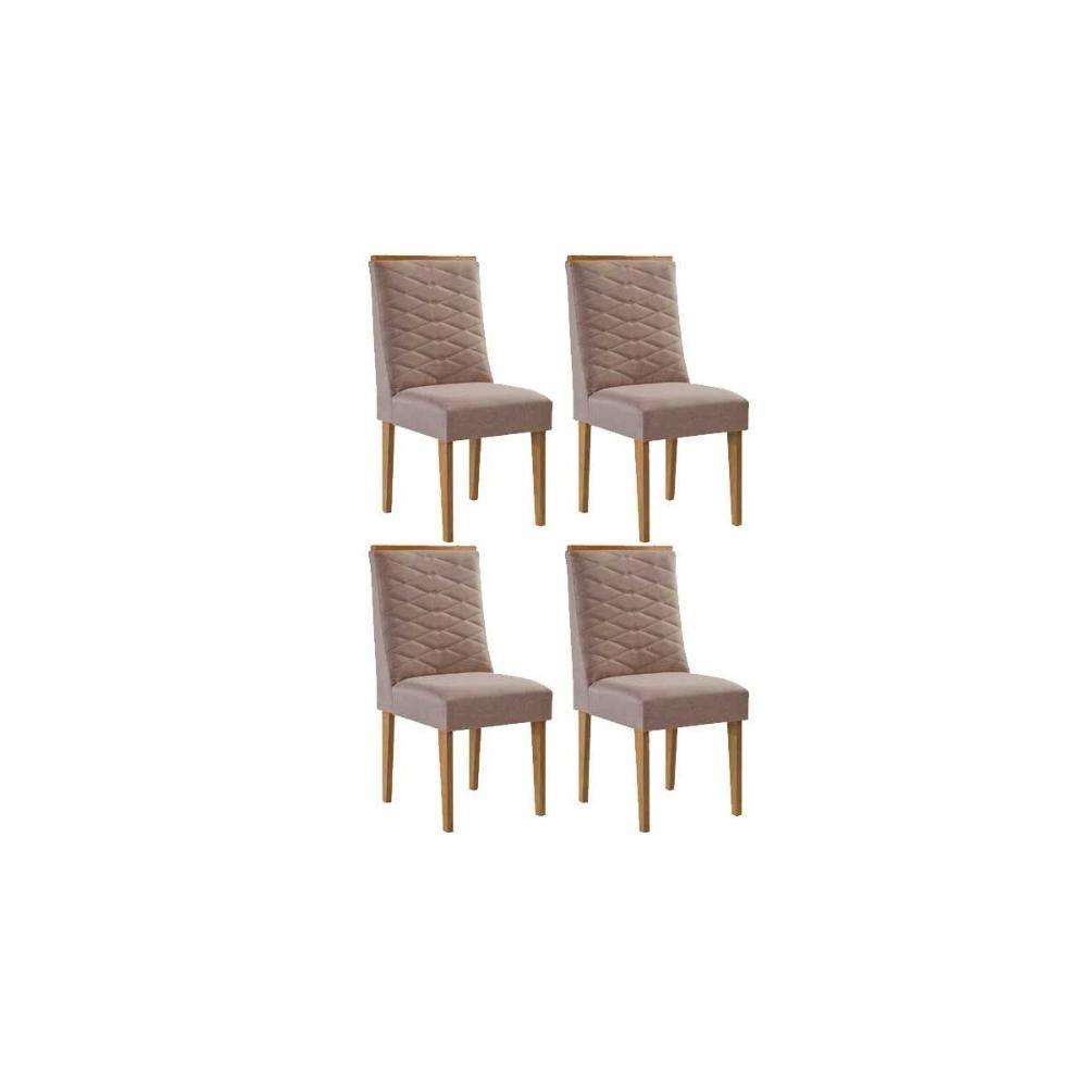 Cadeira Sala De Jantar Maldivas Kit 4 Un Madeira Capuccino/linho Capuccino - Rufato - 1