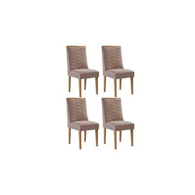 Cadeira Sala De Jantar Maldivas Kit 4 Un Madeira Capuccino/linho Capuccino - Rufato
