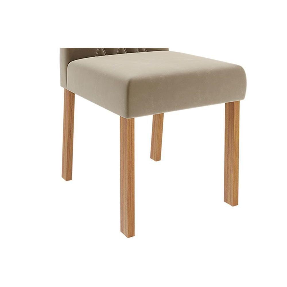 Cadeira Sala De Jantar Juliana Wood Kit 4 Un Carvalho/suede Nude Bege - Cimol - 5