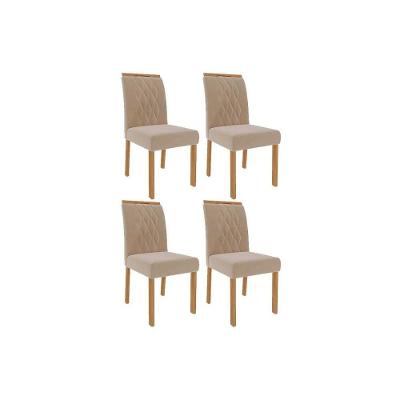 Cadeira Sala De Jantar Juliana Wood Kit 4 Un Carvalho/suede Nude Bege - Cimol