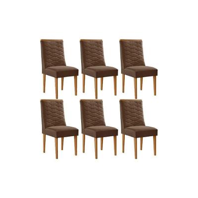 Cadeira Sala De Jantar Maldivas Kit 6 Un Naturalle/suede Marrom - Rufato
